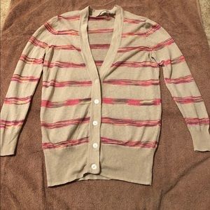 Loft striped 3/4 length cardigan sweater XS